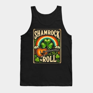 Shamrock n Roll Guitar St Patricks Day Men Women Kids Irish Fun Tank Top